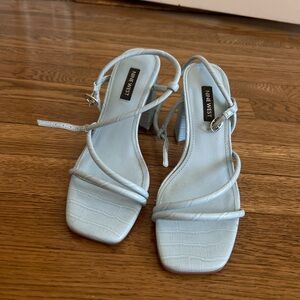 Nine West Sky Blue Croc-Embossed Heels